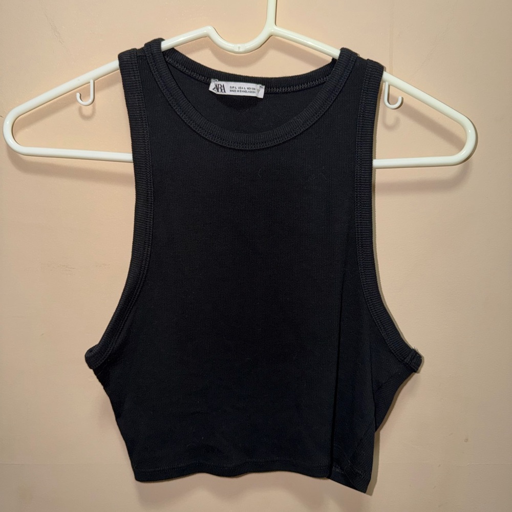 Zara Black Ribbed Tank Top